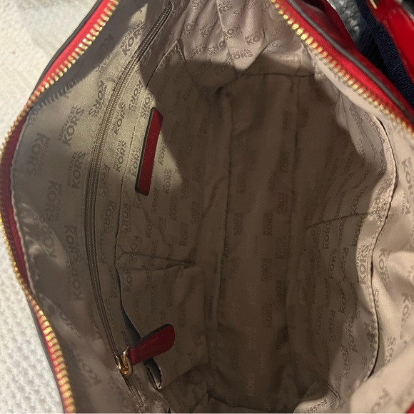 Michael Kors Red Leather Shoulder Bag with Gold Hardware - Picture 8 of 10